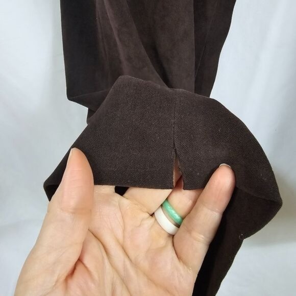 J. Jill Stretch Microsuede Dress Pants Sz 14 Brown High Waist Ankle Slit Neutral - Picture 5 of 13